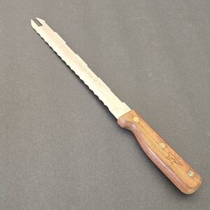 Barclay Forged Stainless Steel Wood Handle Serrated Forked End Kitchen Knife